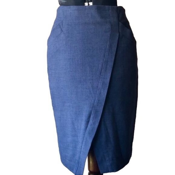 LOFT Tulip Skirt In Blue Summer Weave, Sz 2 - Picture 1 of 8